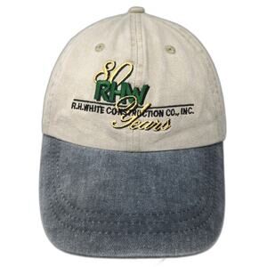 Zkapz Baseball Cap Beige One Size Hat R.H. White Construction 80 Years Blue Brim